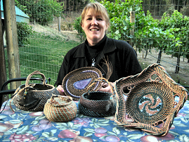 Myndi Hanberg with her baskets